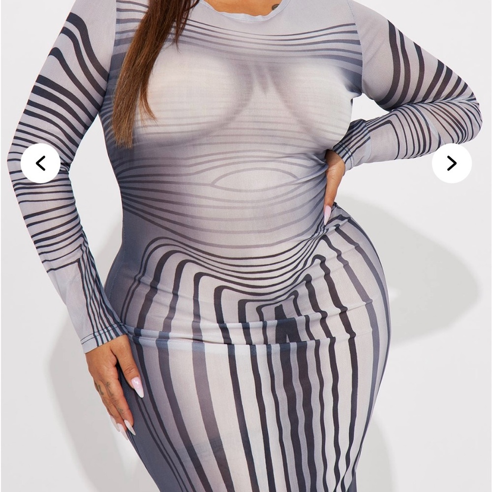 Striped Sheer Bodycon Dress
